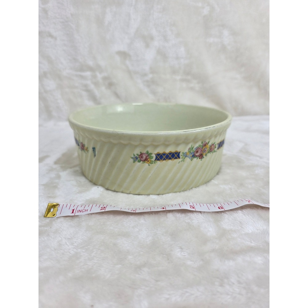 Hall's Superior Kitchenware Floral‎ Swirl Round Baking Dish Made in USA